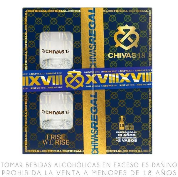 Pack Whisky Chivas Regal 18 Años Botella 700 mL con 2 Vasos