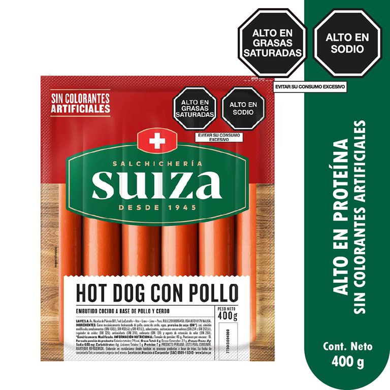 Hot Dog con Pollo Suiza Empaque 400 g
