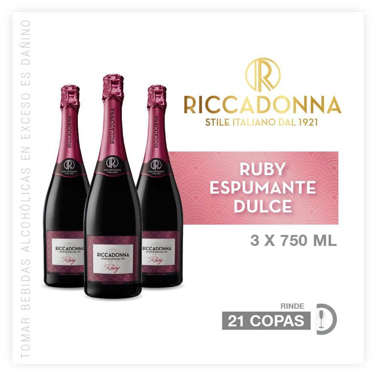 Espumante Riccadonna Ruby 3 Botellas 750 mL
