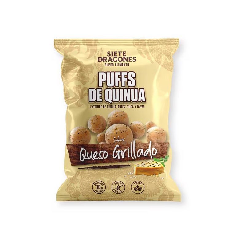 Puff de Quinua Siete Dragones Sabor Queso Grillado Bolsa 100 g