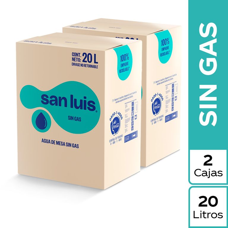 Agua San Luis Sin Gas Pack 2 Bidones 20 L