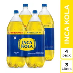 INCA KOLA - Gaseosa Inca Kola Pack 4 Botella 3 L