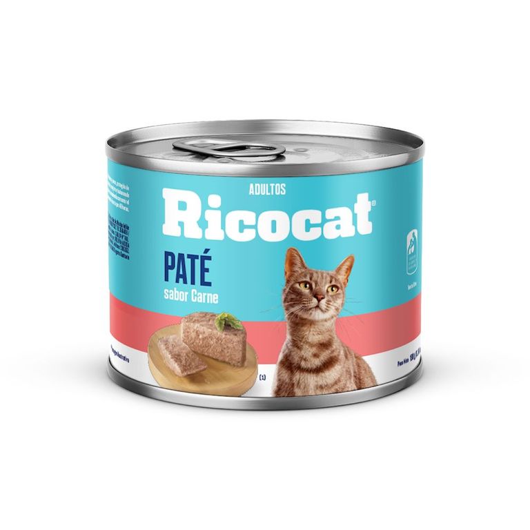 Paté Gatos Adultos Ricocat Carne Lata 180 g