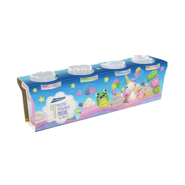 Masa Artesco Blanda Color Pastel Empaque 4 Und