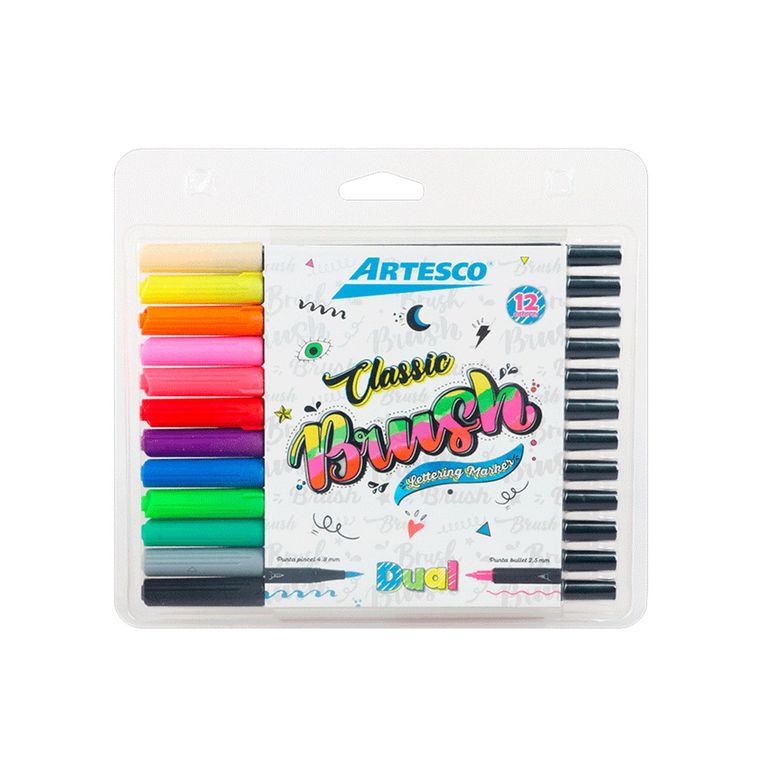 Plumones Artesco Dual Brush Classic Empaque 12 Und