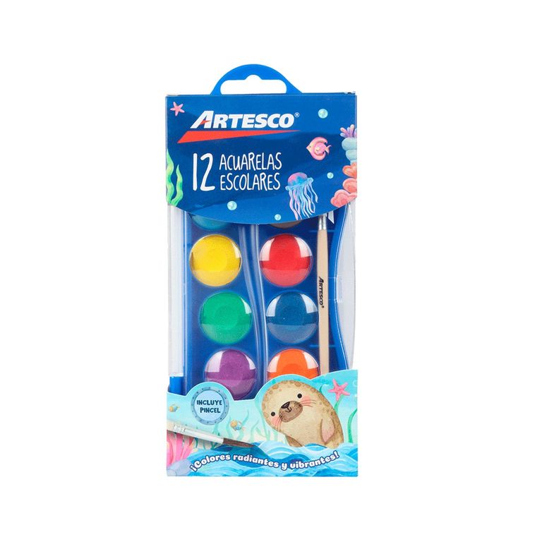 Acuarelas Artesco Escolares Estuche 12 Und