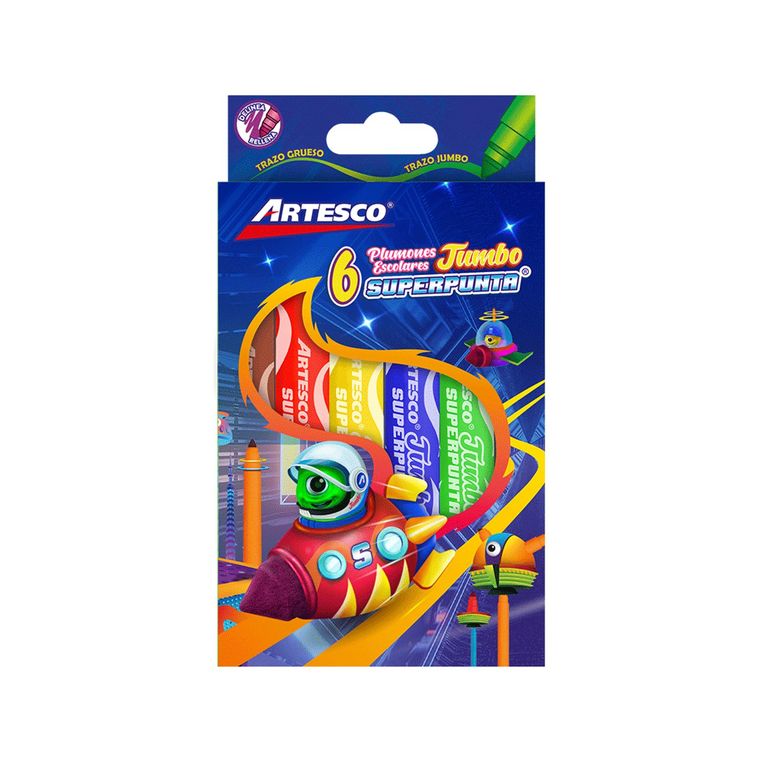 Plumones Artesco Jumbo Superpunta Empaque 6 Und