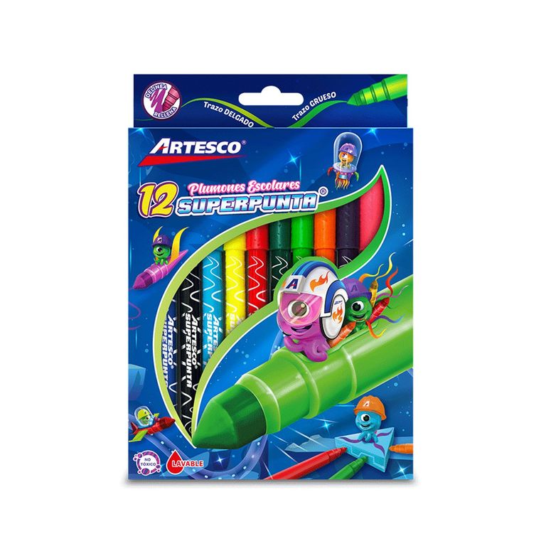 Plumones Artesco Superpunta 45 Empaque 12 Und