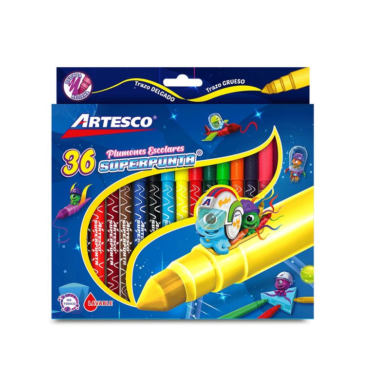Plumones Artesco Superpunta 45 Empaque 36 Und