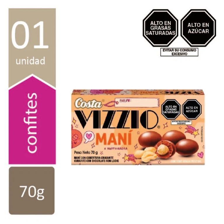 Maní Vizzio Cubierto con Chocolate Caja 70 g