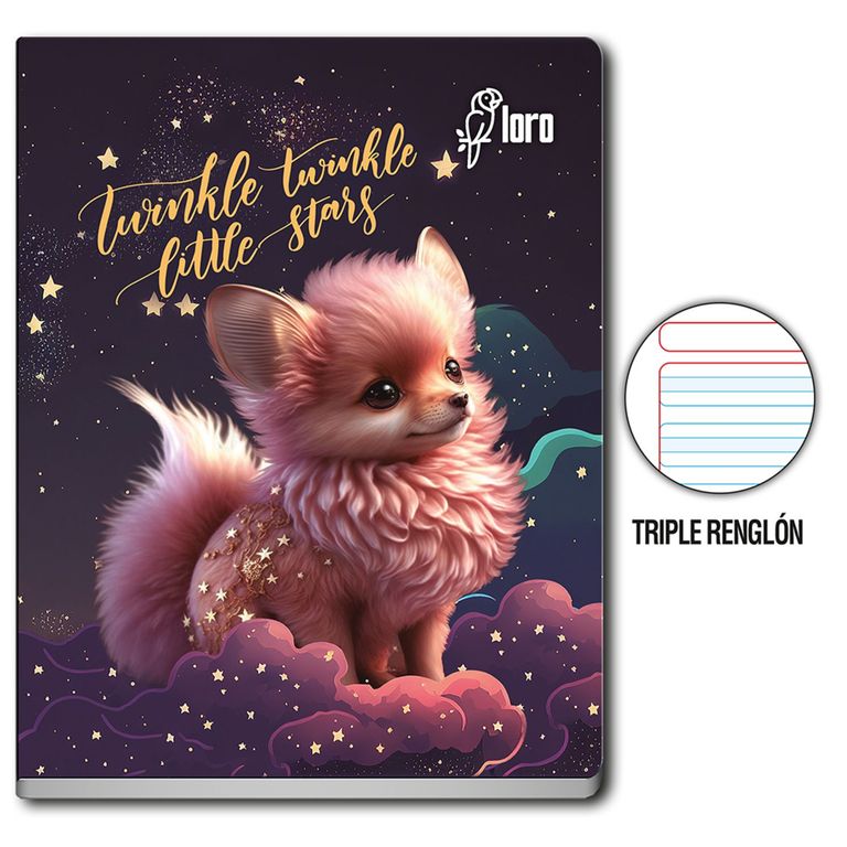 Cuaderno Triple Renglón Loro Deluxe 84 Hojas