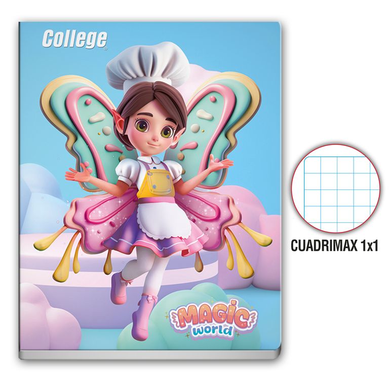 Cuaderno Cuadrimax 1 x 1 College Magic World Deluxe 80 Hojas