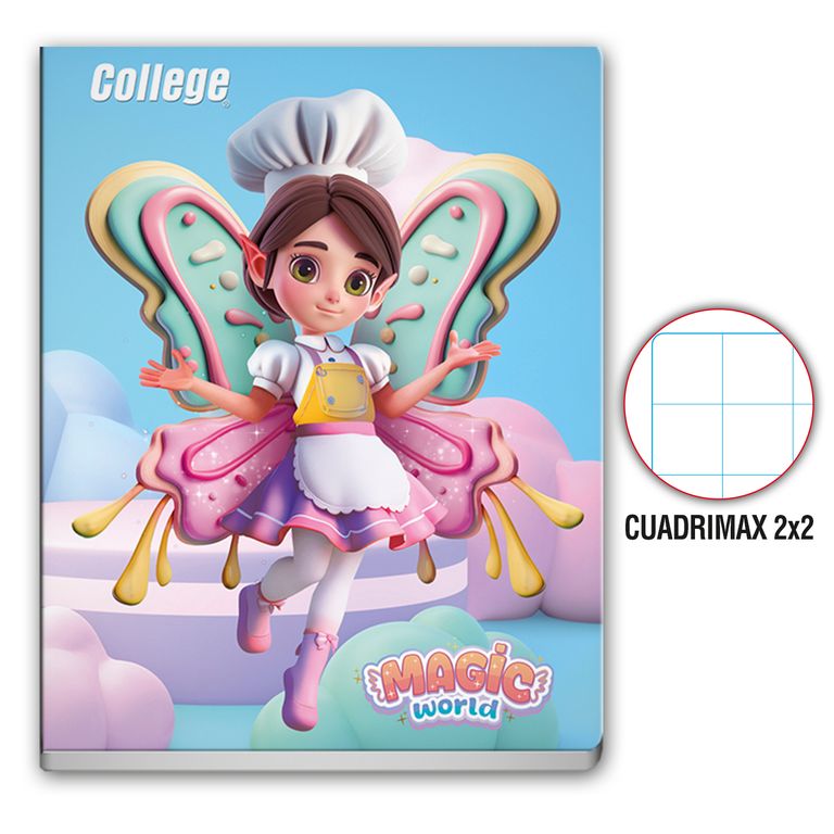 Cuaderno Cuadrimax 2 x 2 College Magic World Deluxe 80 Hojas