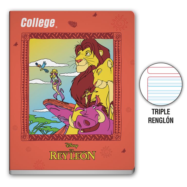 Cuaderno Triple Renglón College Disney Deluxe 80 Hojas