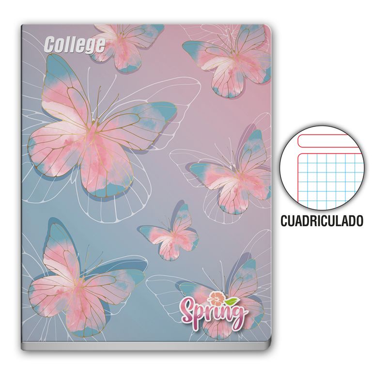 Cuaderno Cuadriculado College Spring Deluxe 80 Hojas