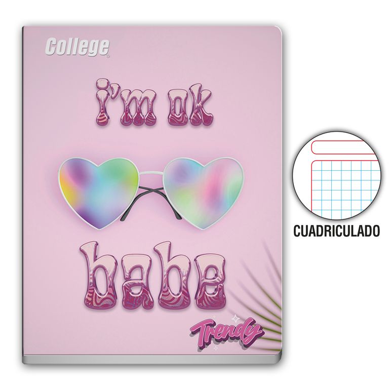 Cuaderno Cuadriculado College Trendy Girl Deluxe 80 Hojas