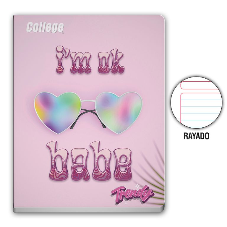 Cuaderno Rayado College Trendy Girl Deluxe 80 Hojas