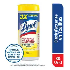 LYSOL - Toallas Desinfectantes Lysol Crisp Linen Envase 80 Und