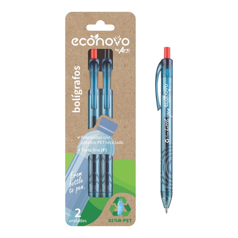 Lapicero Eco Novo Retráctil Rojo Negro Empaque 2 Und