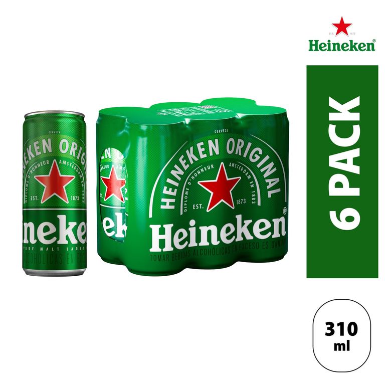 Cerveza Heineken Sixpack Lata 310 mL