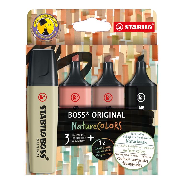 Resaltadores Stabilo Boss Nature Color Cálido Caja 4 Und