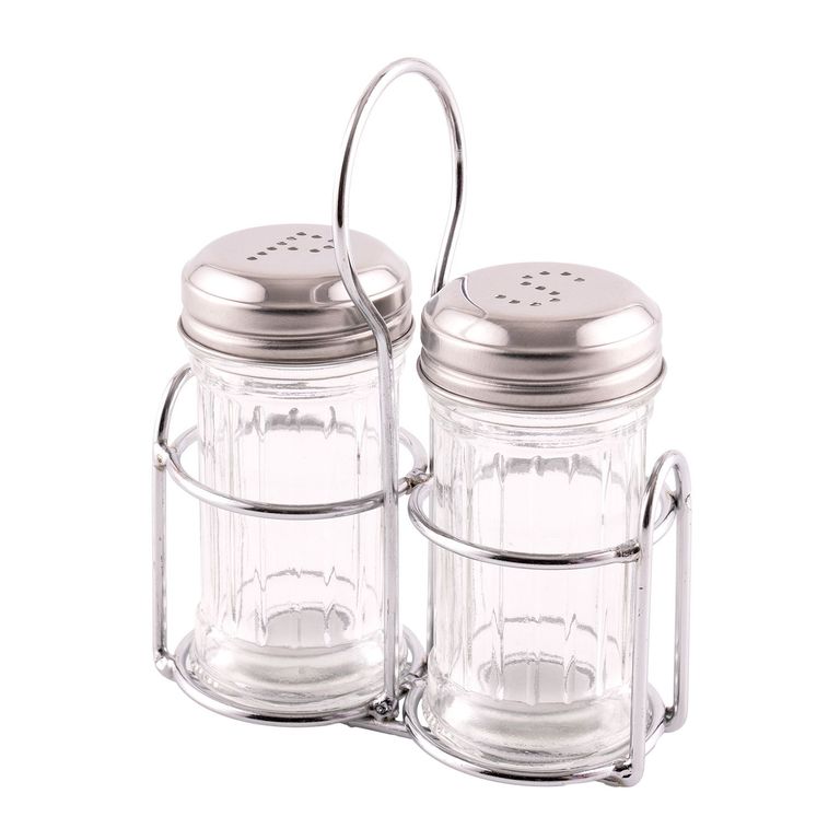 Salero Pimentero de Vidrio con Rack