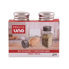 PRECIO UNO - Set x 2 Salero Tapa Metal 68mL