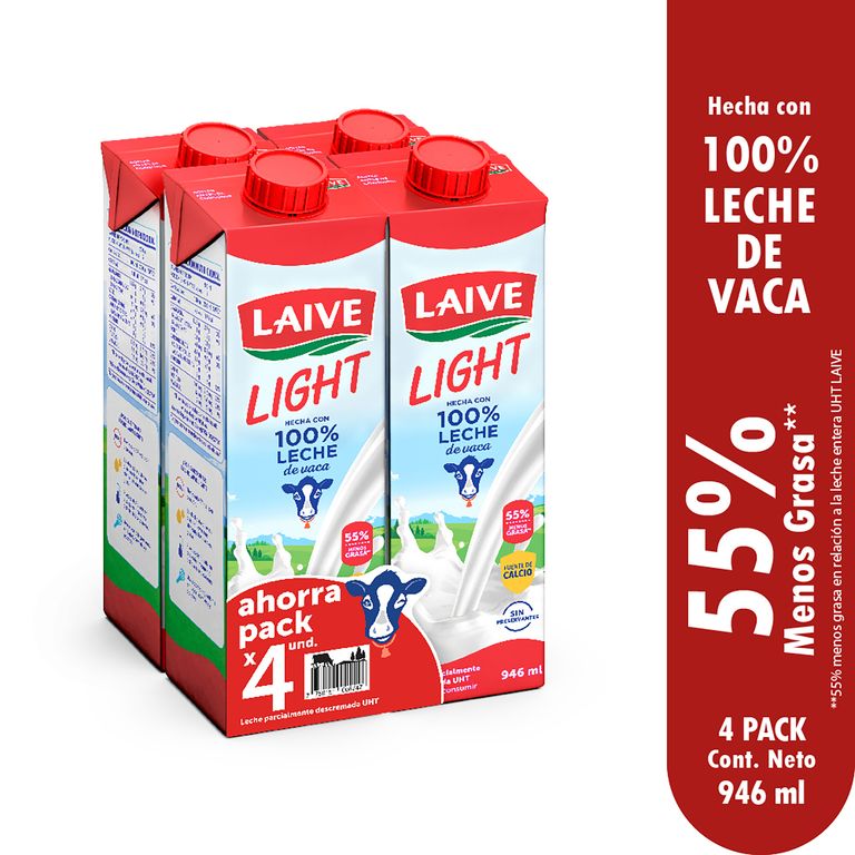 Leche Laive Light Pack 4 Cajas 946 mL