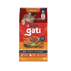 GATI - Alimento Seco para gato sabor carne y pollo de 15 kg