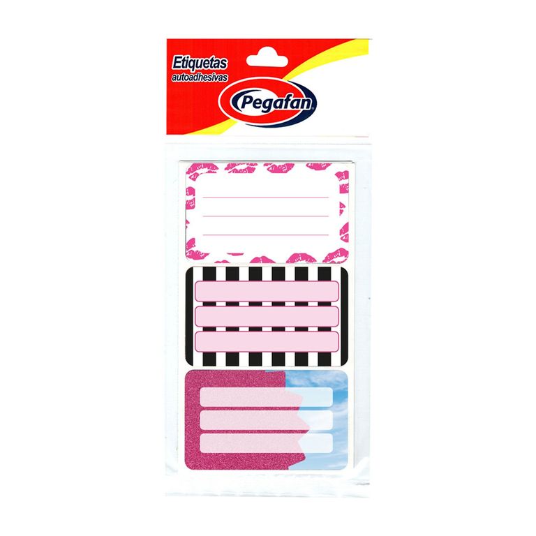 Etiquetas Pegafan Escolar Pink Bolsa 12 Und