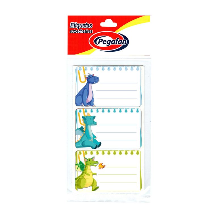 Etiquetas Pegafan Escolar Dinos Bolsa 12 Und