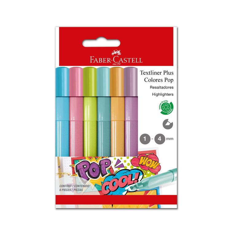 Resaltadores Faber Castell Plus Colores Pop Empaque 6 Und