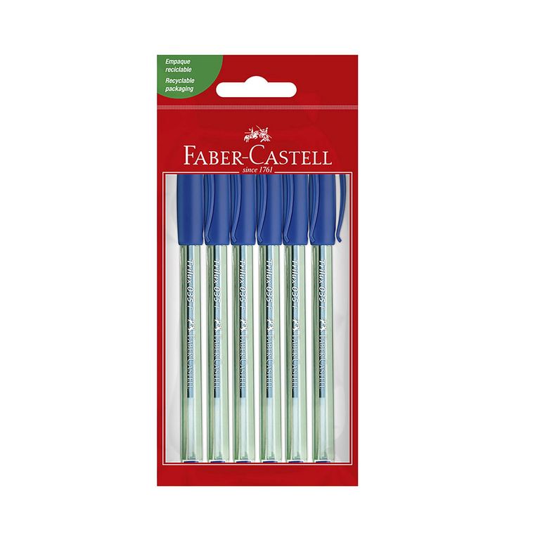 Lapiceros Faber Castell Trilux 032F Azul Empaque 6 Und