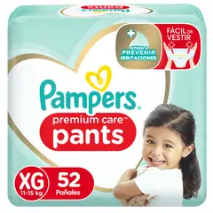 PAMPERS - Pañal Premium Care Pants Talla XG Empaque 52 Und