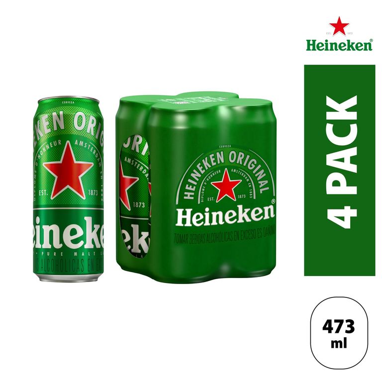 Cerveza Heineken Pack 4 Latas 473 mL
