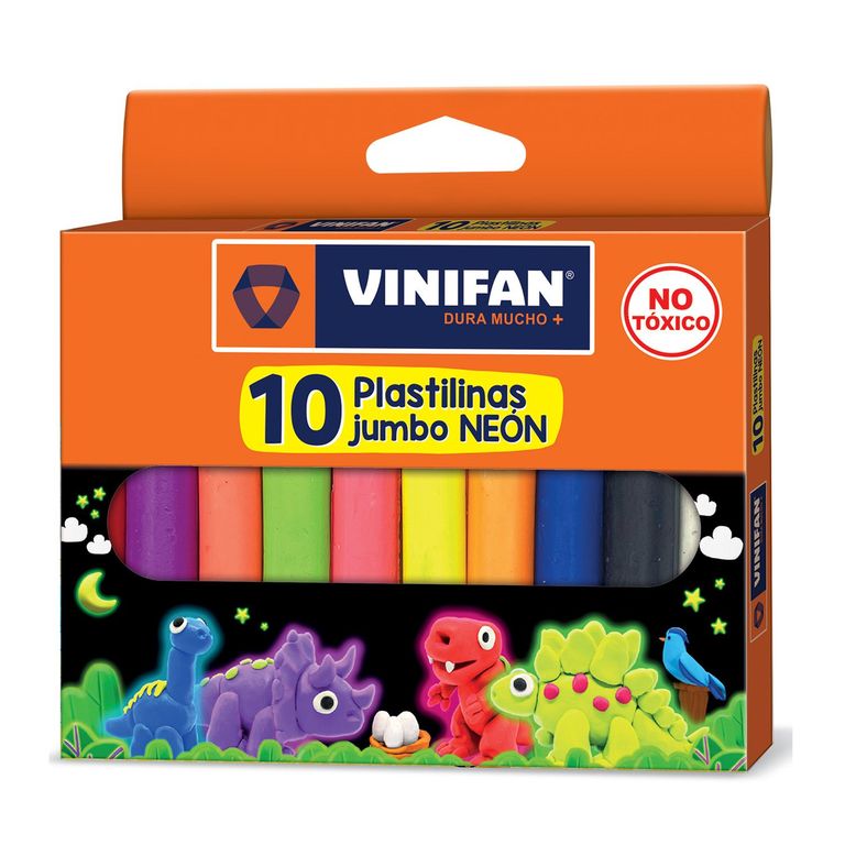 Plastilina Vinifan Jumbo Neón Caja 10 Und