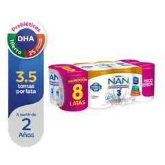 NAN - Pack Fórmula Láctea 3 Crecmiento 8 Unidades x 390 g