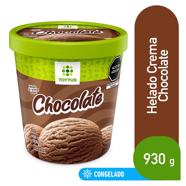 Helado de Crema Chocolate Tottus Pote 930 mL