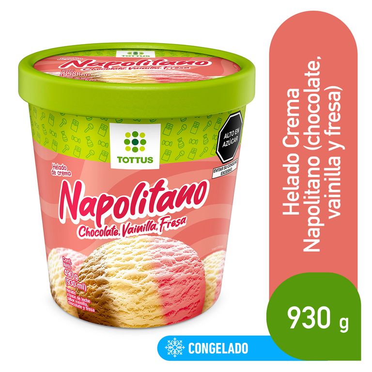 Helado de Crema Napolitano Tottus Pote 930 mL