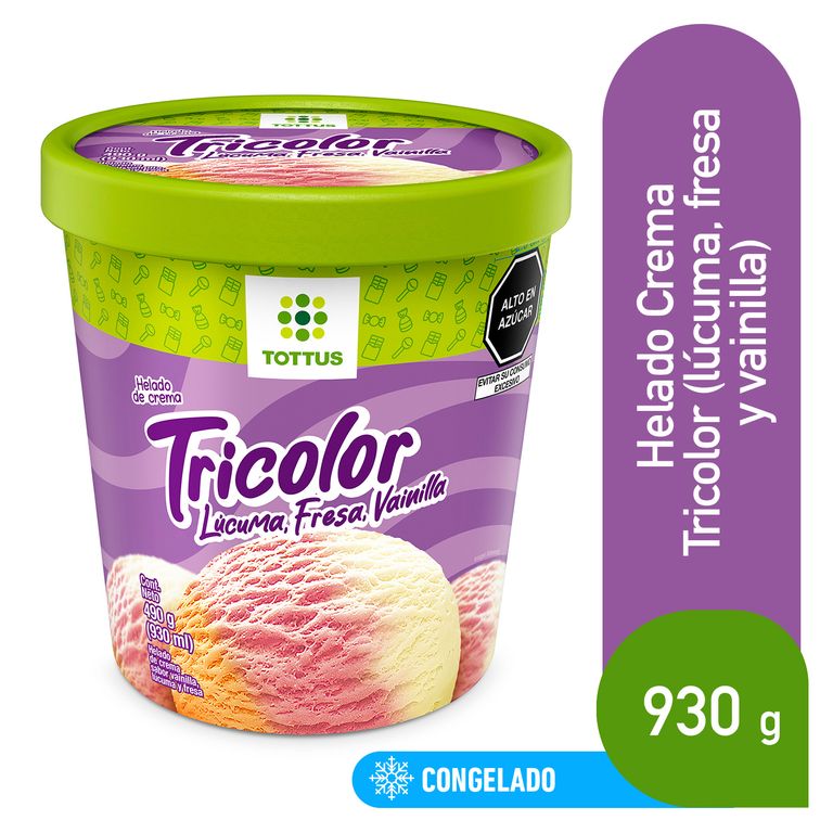 Helado de Crema Tricolor Tottus Pote 930 mL