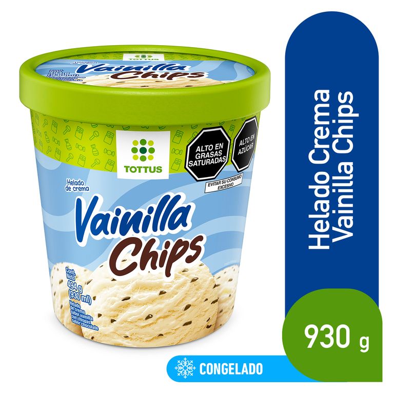 Helado de Crema Vainilla Chips Tottus Pote 930 mL