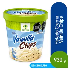 TOTTUS - Helado de Crema Vainilla Chips Tottus Pote 930 mL