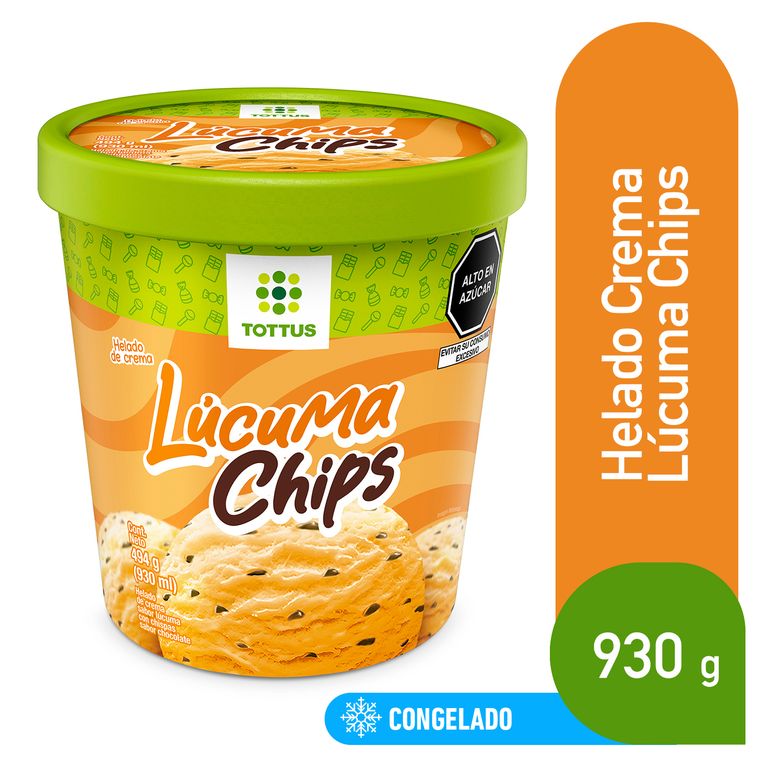 Helado de Crema Lúcuma Chips Tottus Pote 930 mL