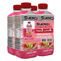 SUEROX - Rehidratante Suerox Fresa Kiwi Pack 4 Botellas 630 mL