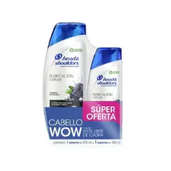 HEAD SHOULDERS - Pack Shampoo Purificación Capilar Carbón Envases 375 mL y 180 mL