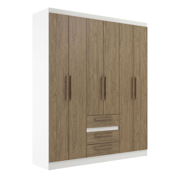 Ropero 6 Puertas 3 Caj White Off Wood