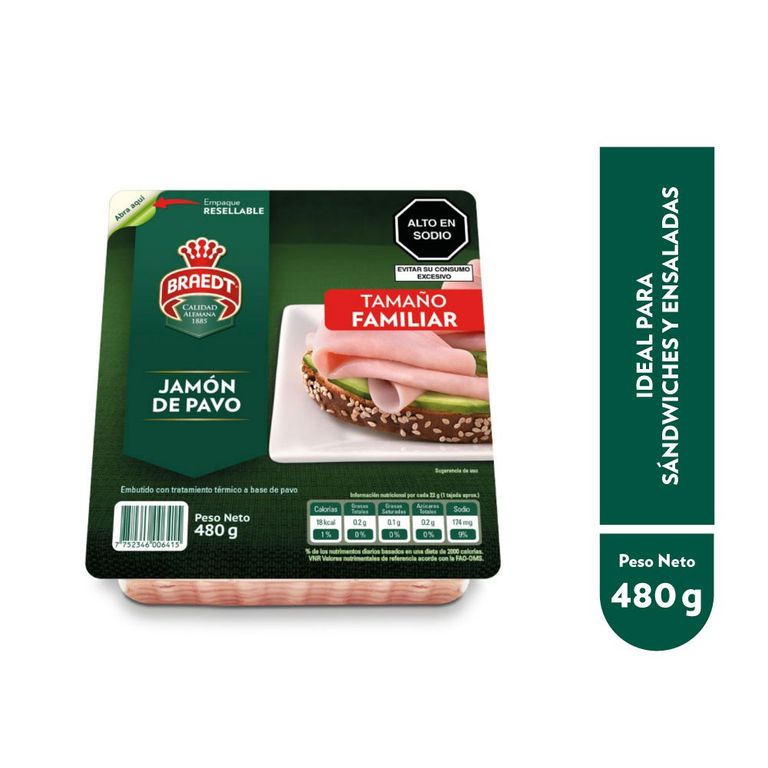 Jamón de Pavo Braedt Empaque 480 g