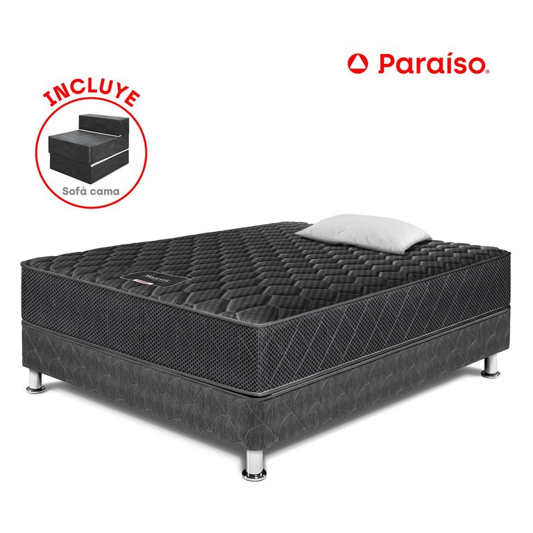 CAMA MAJESTIC BLACK + SOFA 1.5 PLAZAS