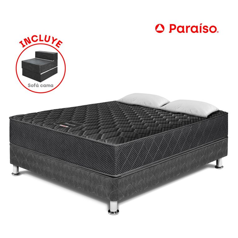 CAMA MAJESTIC BLACK + SOFA 2 PLAZAS