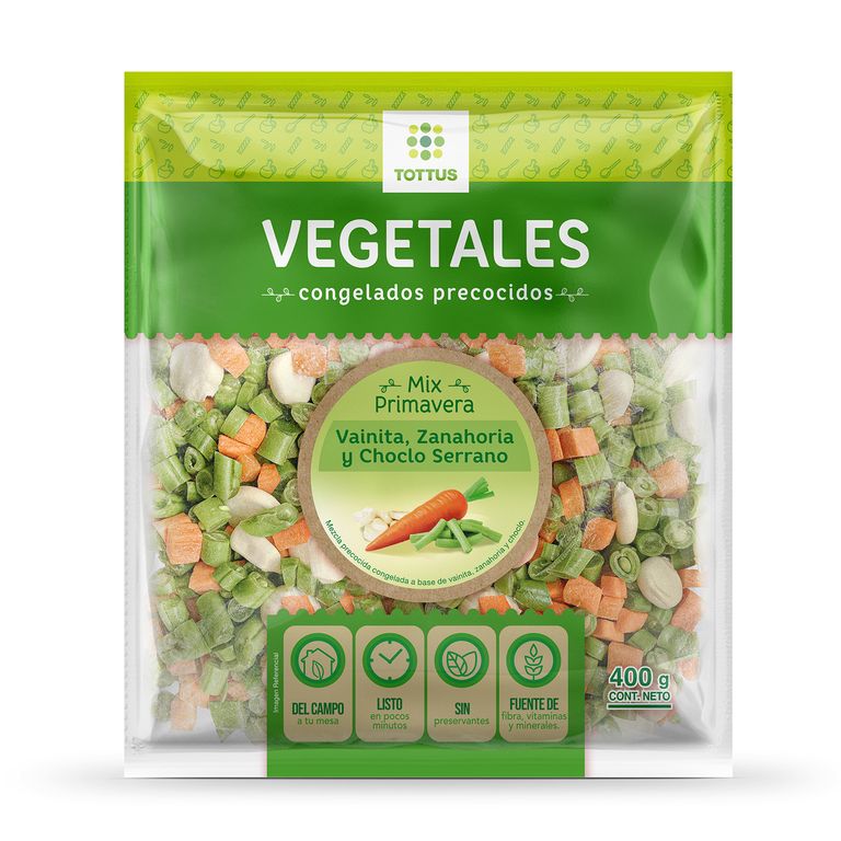 Mix Vegetales Congelados Primavera Tottus Bolsa 400 g
